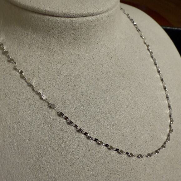 14k Solid White Gold Mirror Valentino 1.8mm 16in Necklace~NEW - Picture 2 of 9